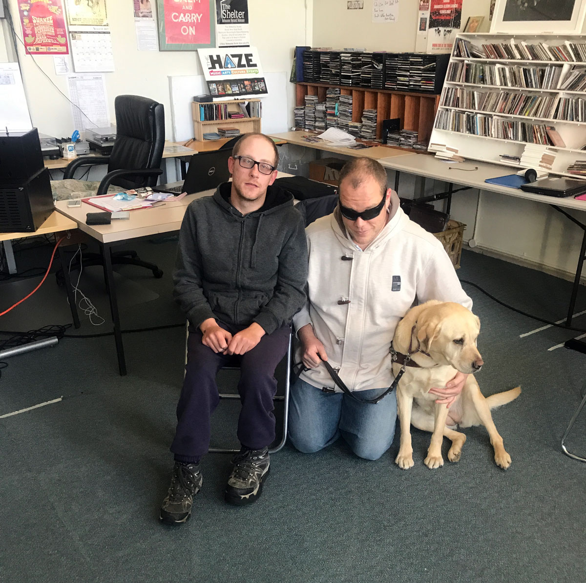 Anthony Mahr (right) with his companion guide dog and co-presenter Josh